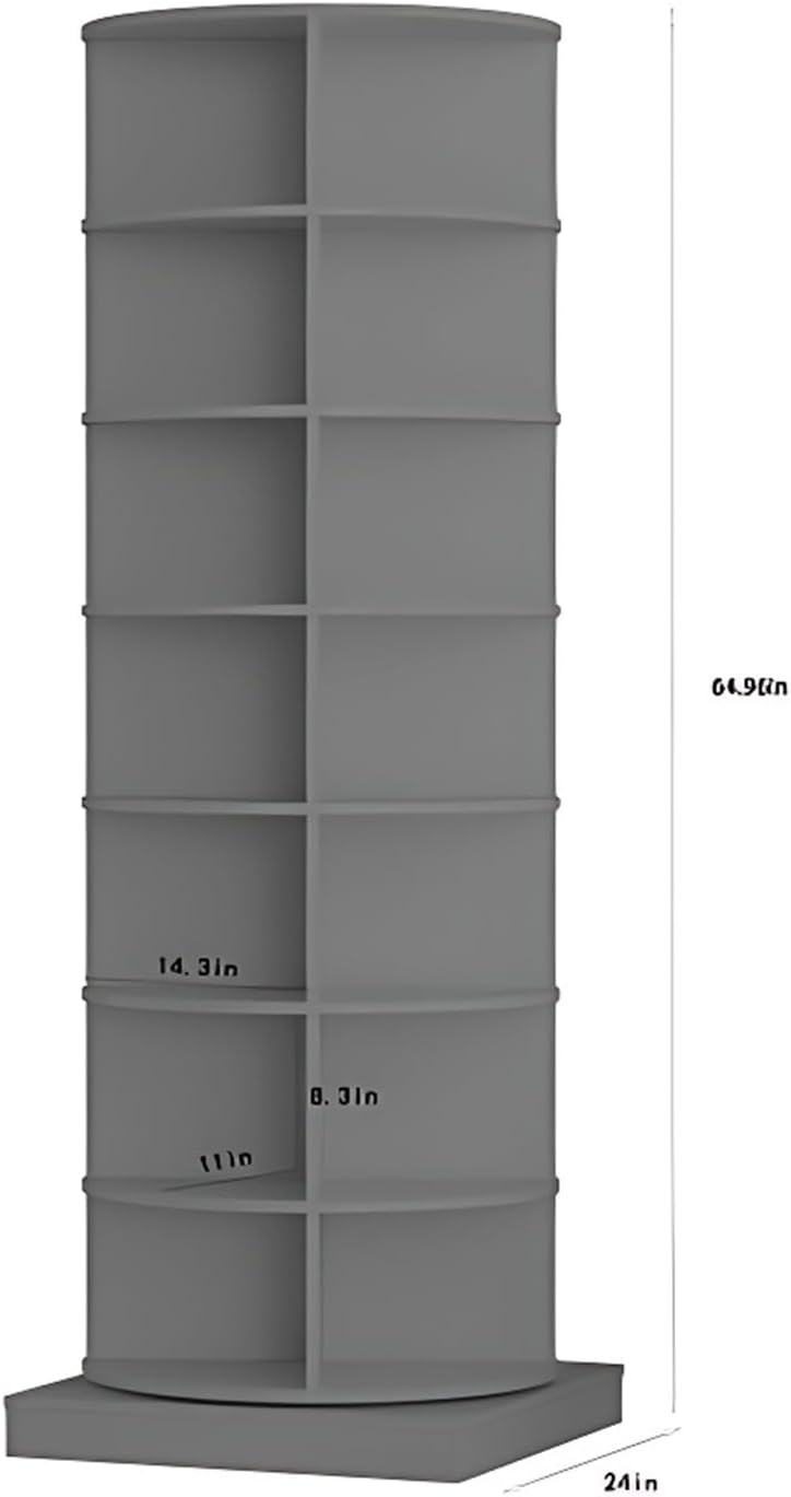 7 Tier Rotating Shoe Cabinet, Multifunctional Storage Revolving Shoe Rack Tower, 360°Open Free Standing Shoe Organizer, Shoe Display Lazy Susan (Grey)
