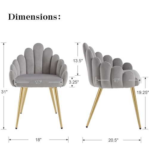 LukeAlon Sherpa Dining Chairs Set of 2, Upholstered Petal Back Accent Chairs with Metal Legs Leisure Modern Side Chairs Makeup Vanity Chairs for Living Room Home Kitchen, Black