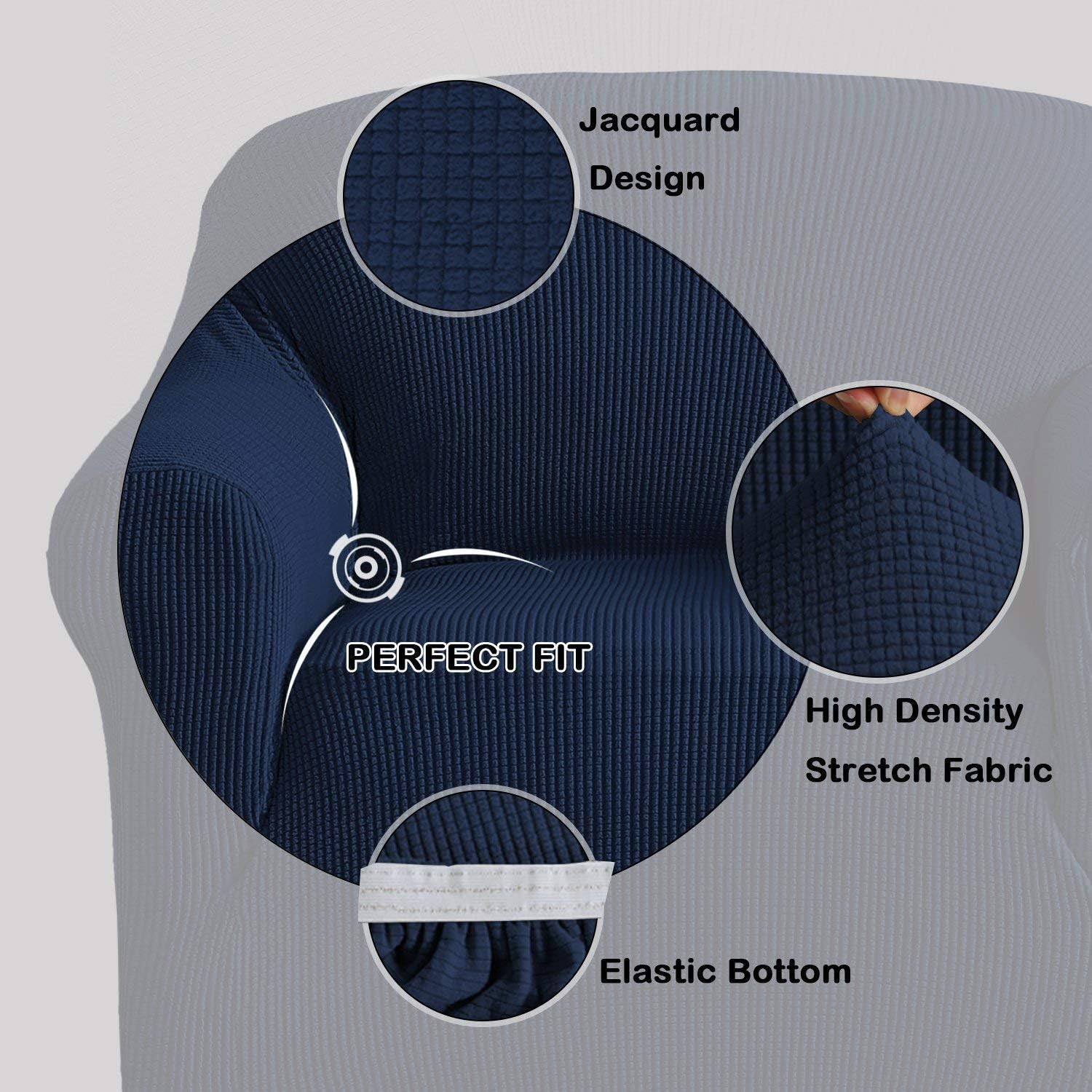 Turquoize Couch Slipcover with Separate Cushion Cover Bundle Loveseat Slipcover & Sofa Covers/Furniture Protector Navy