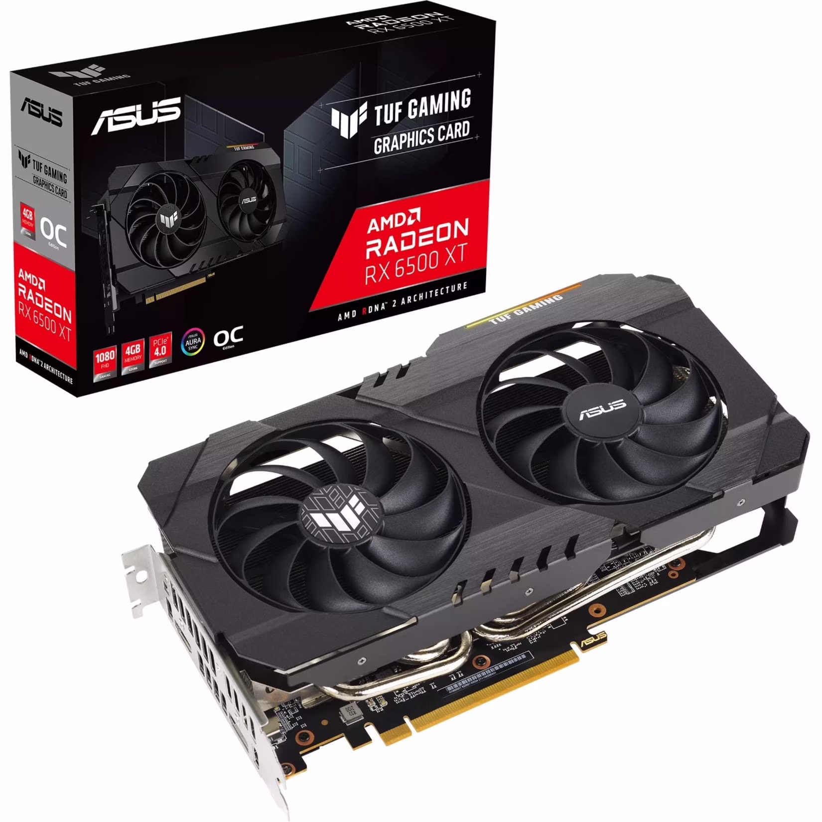 ASUS TUF Gaming RX 6500 XT OC Edition AMD Radeon PCI Express 4.0 4GB GDDR6 SDRAM Graphics Card