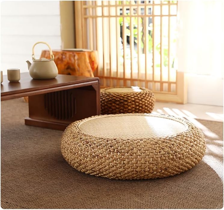 Round Straw Woven Seat Cushion, 15.7