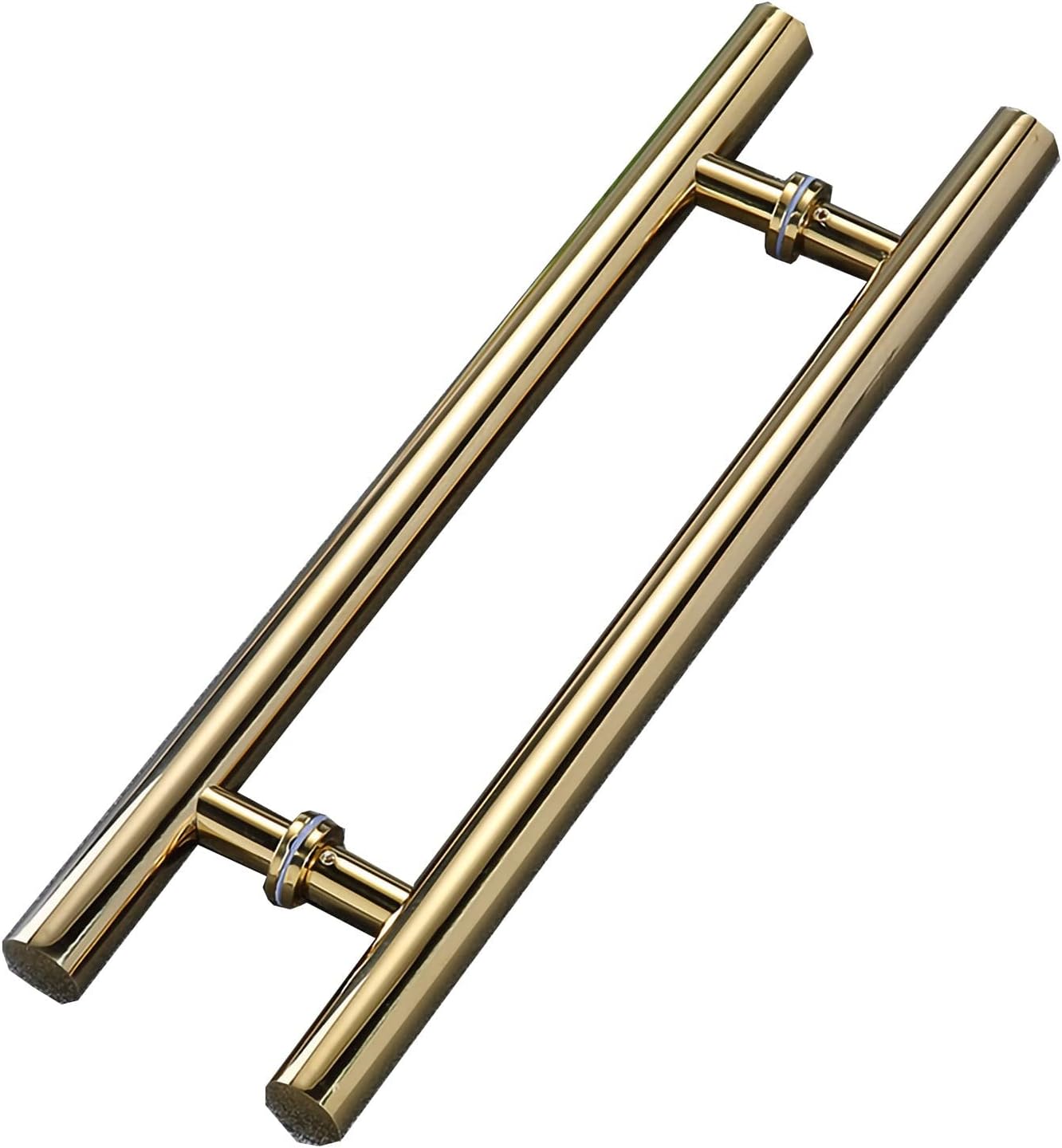 Round Stainless Steel Pull Push Door Handle with Fittings,Modern Commercial Door Handle for Sliding Barn Door Shower Door Glass Door Wooden Door,3 Colors (Color : Yellow Titanium,S