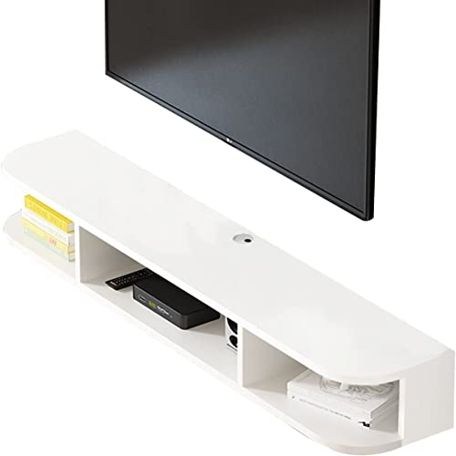 Floating TV Stand Cabinet Wall Mounted Tv Unit Floating Tv Stand Wall Mounted,Floating Tv Shelf,Wall Mounted Tv Multimedia Storage Shelf Unit,Set-Top Box Shelf for Living Room Bedroom