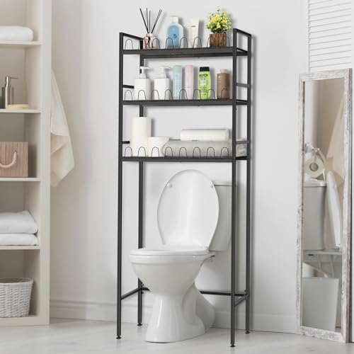 Over The Toilet Storage, 3-Tier Over Toilet Bathroom Organizer Shelf, Freestanding Bathroom Shelves with Metal Frame, Space-Saving Multi-Functional Toilet Rack, for Bathroom, White