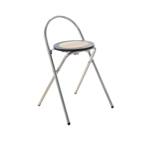 20inch Wooden Folding Bar Stool, Kitchen Breakfast Wooden Foldable Chair, Adult Use Round Portable Chair Metal Stool for Outdoor, Shop, Cafe(Brown)