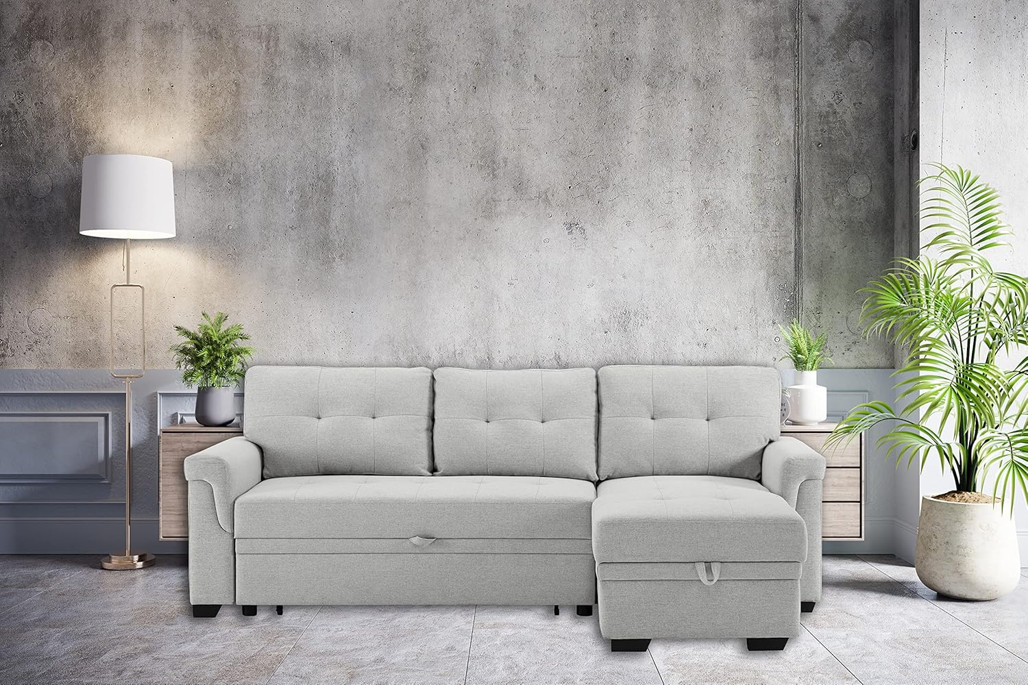 Modern Convertible Sectional Couch with Reversible Storage Chaise,84