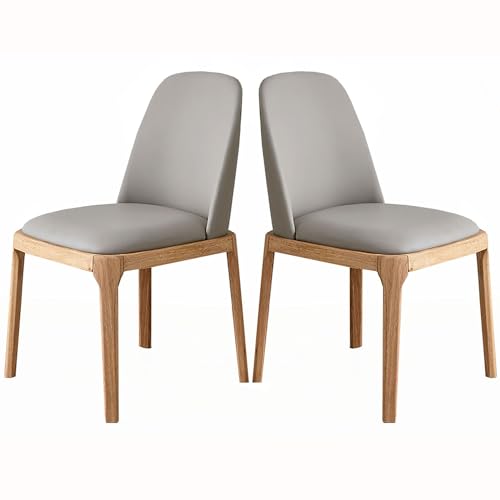 Solid Wood Dining Chairs Set of 2,Farmhouse Oak Wood Kitchen Chairs,Wood Frame and Faux Leather Seat,Dining Side Chair,Log Color (Color : D)