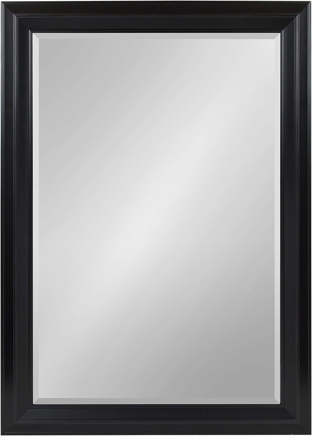 Kate and Laurel Whitley Traditional Framed Rectangle Wall Mirror for Bathroom Decor with Coastal Profile and Beveled Edge, 29.5x41.5, Black