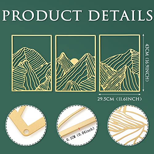 Peryiter 3 Pcs Mountain Metal Wall Art Mountain Line Wall Decor Abstract Minimalist Wall Art Rustic Nature Wall Decor for Home Bathroom Living Room (Colorful)