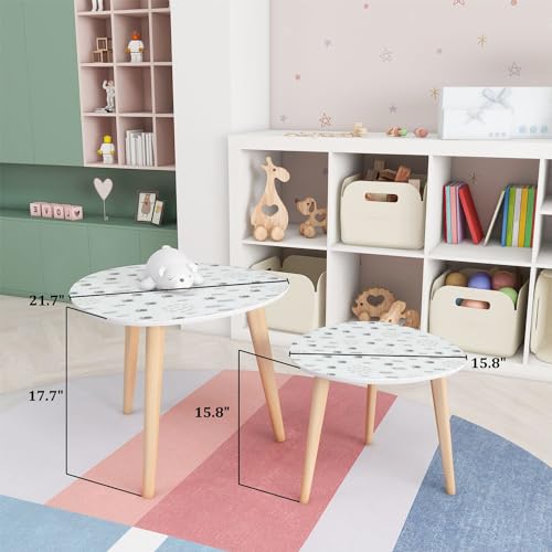 Small Coffee Nesting Table Scandinavian Seamless Pattern Dog Faces White It Used for Paper Triangle End Table Center Table Set of 2 Modern Side Table for Living Room Bedroom Balcony
