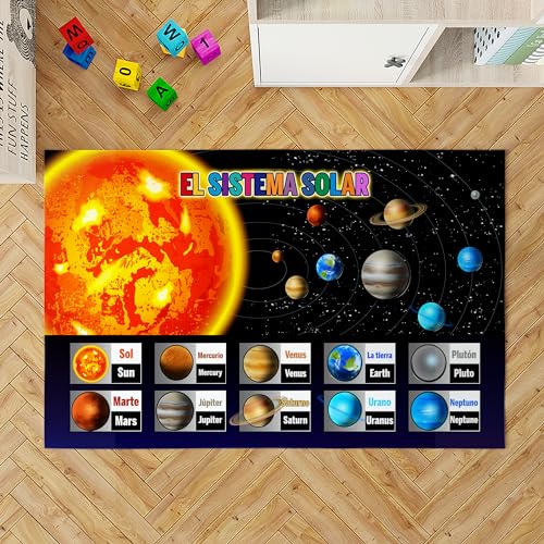 Spanish English ABC Animal Alphabet Rug, Alfombra Alfabeto Español Con Animales, ABC Mat, Alphabet Rug, Rug for Classroom, School Rug Anti-skid Play Rug, Back to School Gifts (4x6ft)