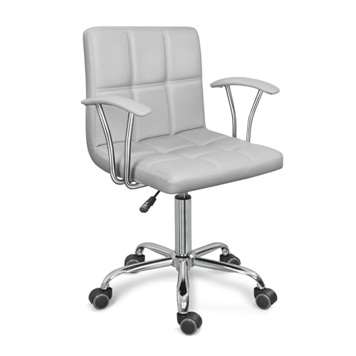 Modern Mid-Back Home Desk Armrest and Wheels Office Chair, Black