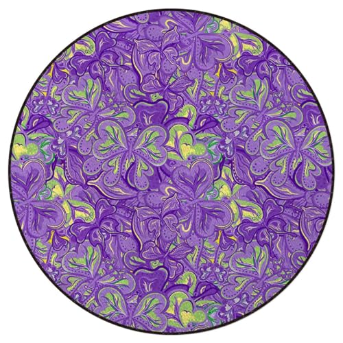 Green Brown Chair Mat for Hardwood Floor Noise Cancelling Gaming Chair Mat Round Anti-Slip Office Chair Mat for Home Office Misty Autumn Forest Woodland Scene Diameter 55 in