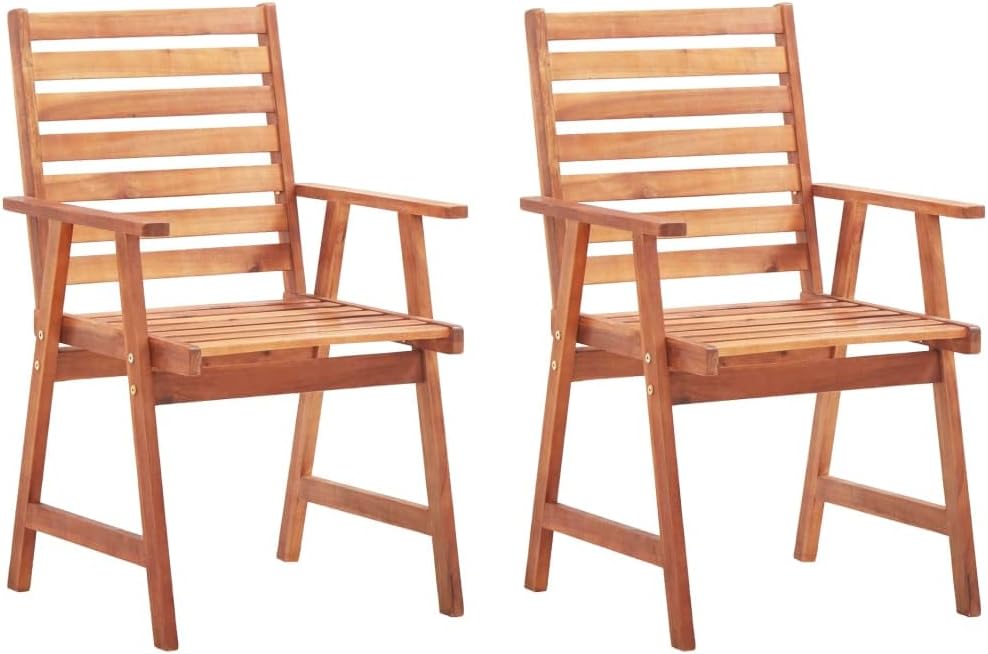 Patio Dining Chairs 2 pcs with Cushions Solid Acacia Wood,Outdoor Acacia Wood Patio Dining Chair with Comfortable Water-Resistant Cushion Outdoor Furniture, Outdoor Chairs