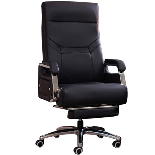 Executive Office Chair for Home, Ergonomic Computer Chair, Comfort Leather Swivel Task Chair with 90°-160° Tilting Back, Adjustable Height and Retractable Footrest (Khaki One Size)