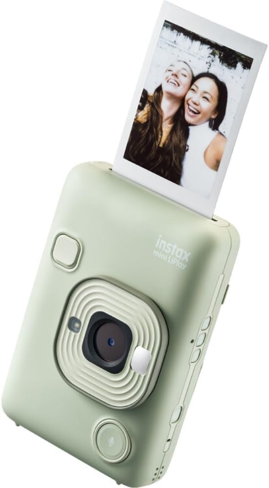 FUJIFILM INSTAX Mini LiPlay Instant Camera | Green Bundled with INSTAX Mini Instant Film | 40 Exposures + Mini Album, Borders, Stickers & Clips + Cleaning Cloth (5 Items)