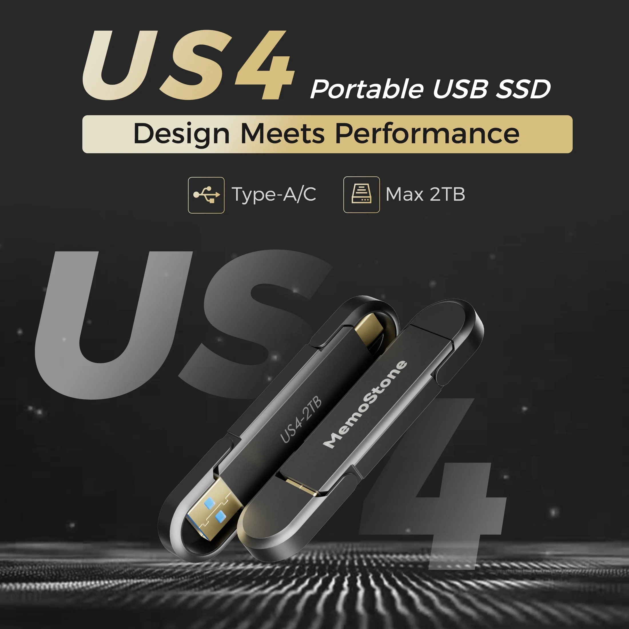 KingSpec MemoStone 256GB External SSD, USB 3.2 Gen2 Dual Type A/C Interface - Up to 540MB/s, Portable Solid State Drive Perfectly Compatible with Smartphones/Laptops/Tablets/Desktops