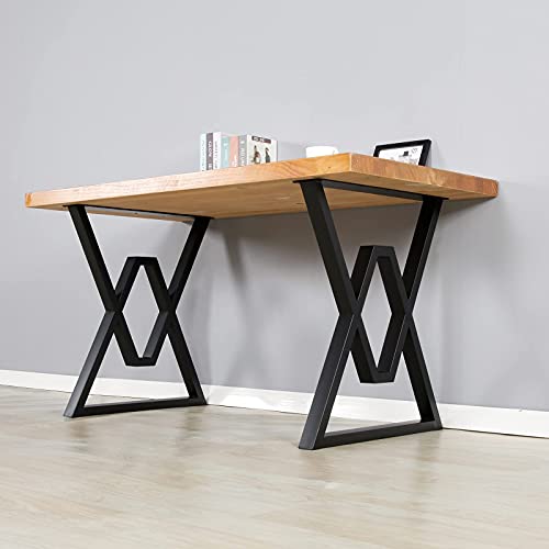 SSS Furniture Metal Table Legs 28”H x 24”W, DIY Furniture Legs for Dining Table, Coffee Table, Computer Desk, Meeting Room Table,Workbench,Desk Legs,(Bear Up to 800lb), Black, Set of 2