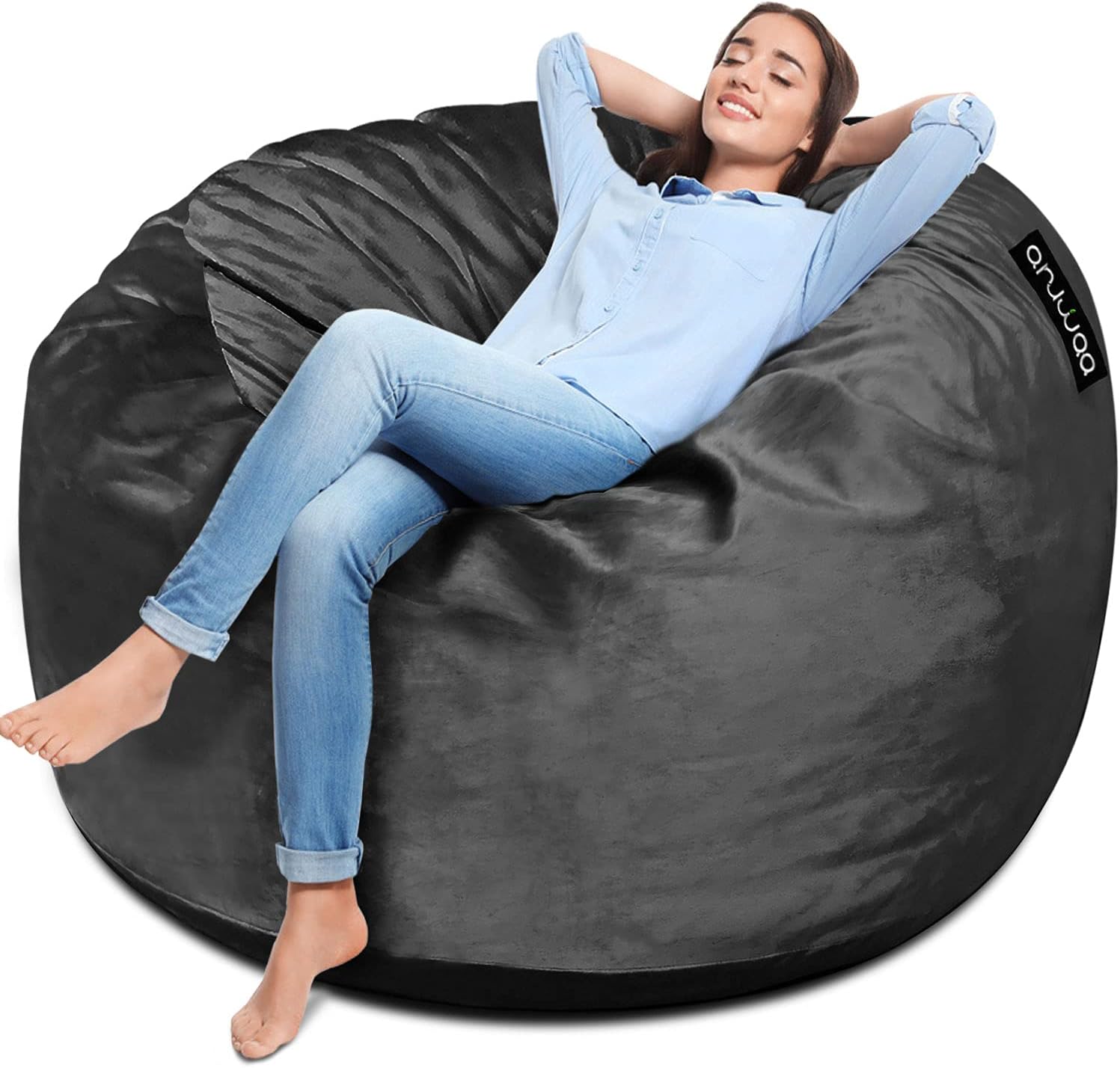 Bean Bag Chairs for Adults, Giant 4' Memory Foam Bean Bag for Adults, Big Sofa Furnitures for Dorm Room and Living Room, Furnitures for Dorm Room and Living Room, Rebound Memory Foam Bean Bag