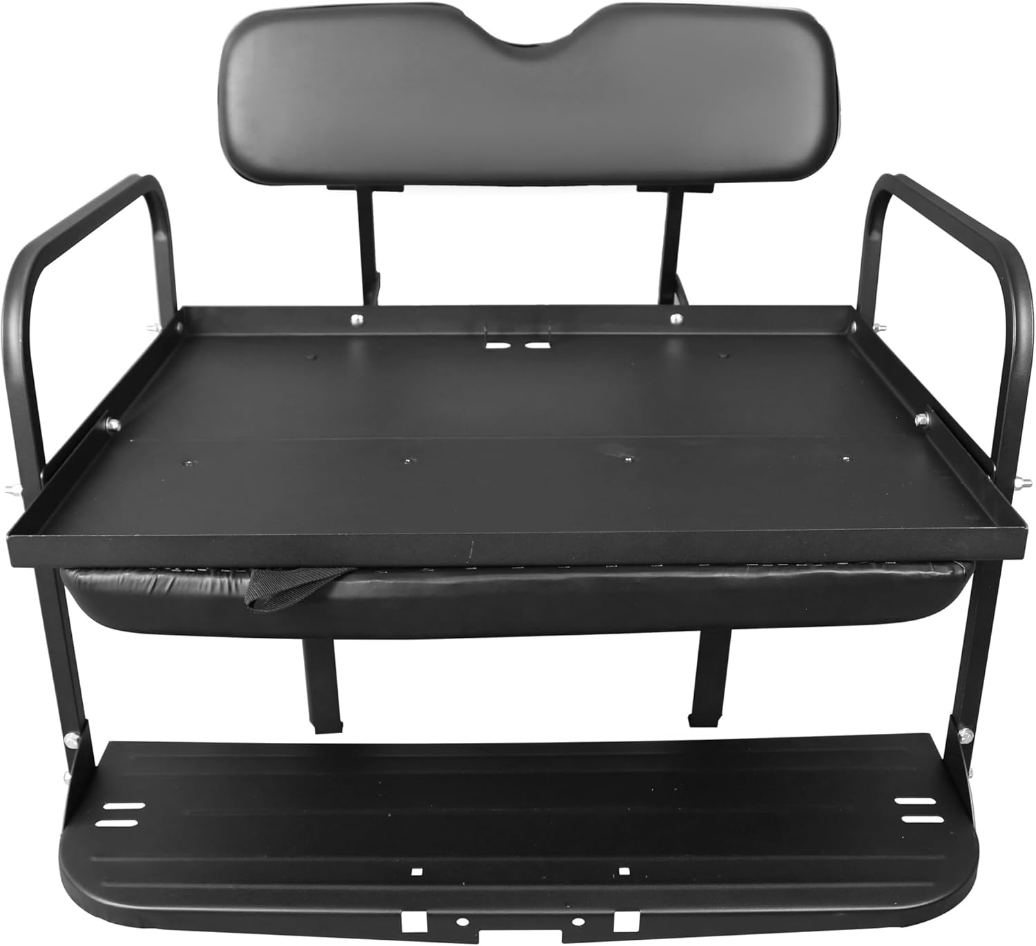 KUAFU Rear Back Seat Kit Compatible with Pre-1994 EZGO Marathon Flip Folding Steel Frame Leather Seat Black