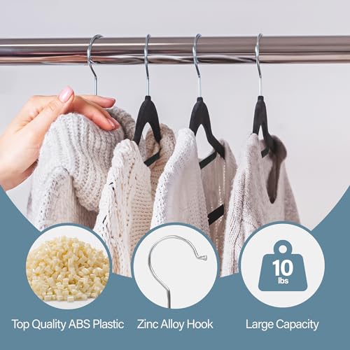 ZENY Premium Velvet Hangers 100 Pack, Clothes Hangers Non-Slip Felt Hangers, Sturdy Grey Hangers Heavy Duty Coat Hangers, 360° Swivel Hook, Durable Suit Hangers for Closet, Space Saving