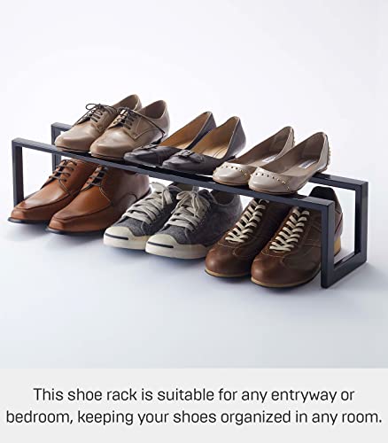 Yamazaki Home Expanding Shoe Rack, Metal, Adjustable Steel One Size Black