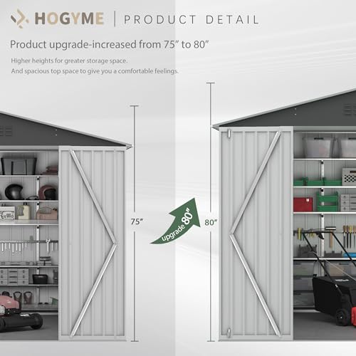 8x12 FT Outdoor Storage Shed, Large Metal Tool Sheds with Updated Frame Structure and Lockable Doors, Garden Shed for Backyard Garden Patio Lawn Grey