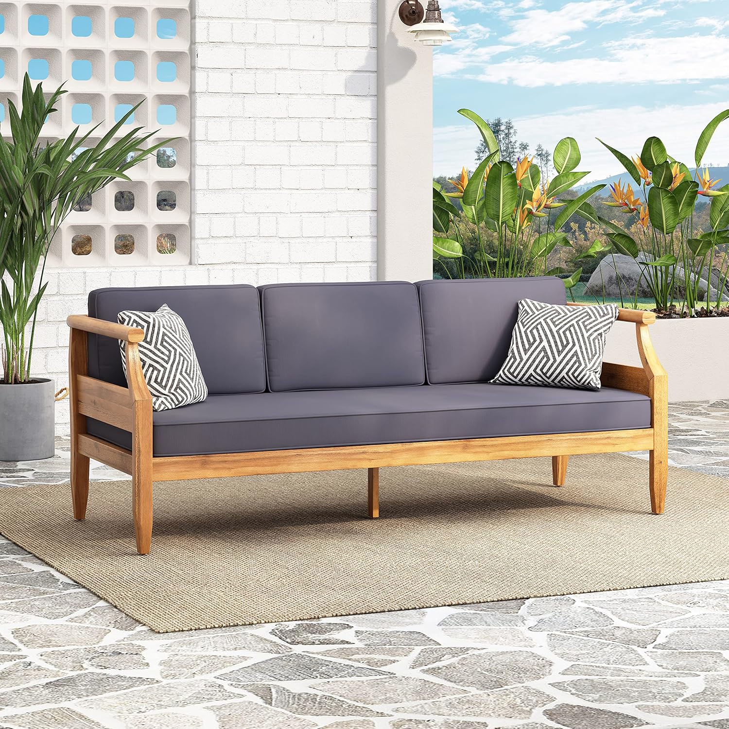 Christopher Knight Home Aston Sofas, Teak + Dark Gray