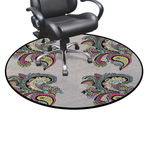 Black White Office Chair Mat for Hardwood Floors Desk Carpet with Anti-Slip Multi-Purpose Low Pile Computer Chair Mat with Animal Abstract Pattern Diameter 59 in, Zebra Design_09350