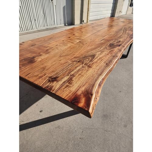 Industrial Natural Live Edge Dining Table Kitchen Table Conference Table Patio Table bar Counter Table Coffee Table Living Room Table Console Table End/Side Table (Without Stand, 60 x 30 Inches)