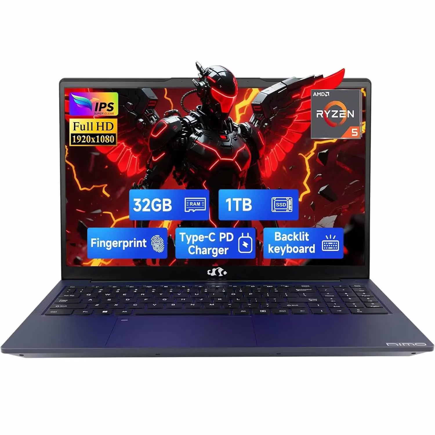 15.6" Light-Gaming-Laptop, 8 Cores AMD Ryzen 7 Pro 6850U 32GB LPDDR5 RAM 1TB SSD (Beat i7-1360P Up to 4.7GHz) AMD Radeon 680M GPU IPS FHD Computer with 100W Type-C Backlit Keyboard Fingerprint