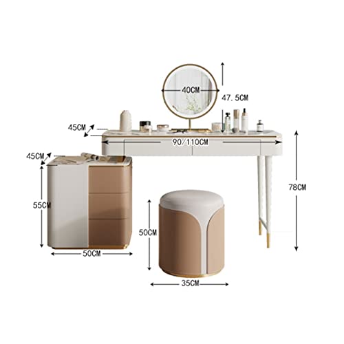 Vanity Table Dressing Table Light Luxury High-end Dressing Table Rock Slab Dressing Table Storage Cabinet Indoor Bedroom Dressing Table Set Dressing Table(110cm)