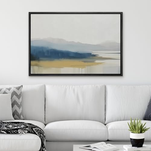 SIGNLEADER Framed Canvas Print Wall Art Grunge Pastel Brown Watercolor Vista Abstract Shapes Illustrations Modern Art Decorative Minimal Relax/Calm for Living Room, Bedroom, Office - 24