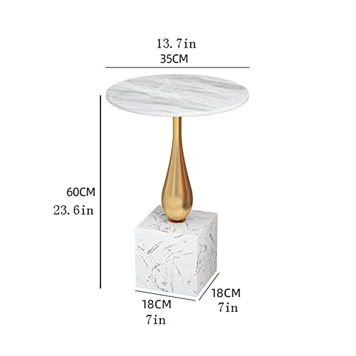 Tea Table for Living Room Round Side Table Modern Decor Metal Frame Small Coffee Table Living Room Office Sofa Edge Marble Countertop Corner Table Bedroom Bedside Table End Table End Tables (Color :