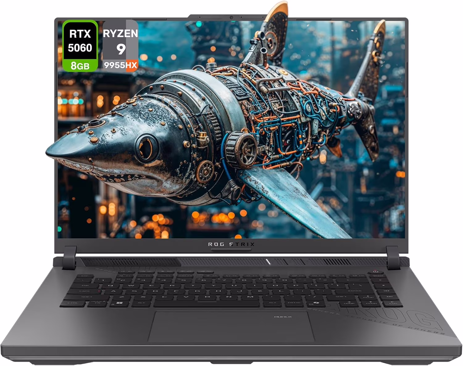 ASUS ROG Strix G16 Gaming Laptop, AMD Ryzen 9-9955HX, 64 GB DDR5 RAM, 4 TB PCIe SSD, 16" WUXGA (1920x1200) 165Hz Display, Nvidia G-Force RTX 5060, 4-Zone RGB Keyboard, W11 Home, Eclipse Gray