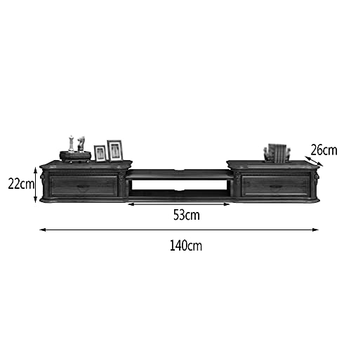 Floating TV Stand Cabinet Wall Mounted Tv Shelf,Pine Wood Material Floating Tv Unit Cabinet with Drawer,for Router Set-Top Box Remote Control Projector