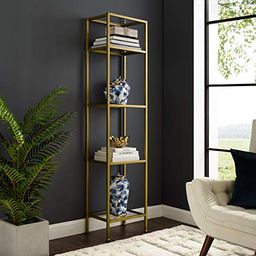 Crosley Furniture Aimee Narrow Etagere Bookcase - Gold and Glass