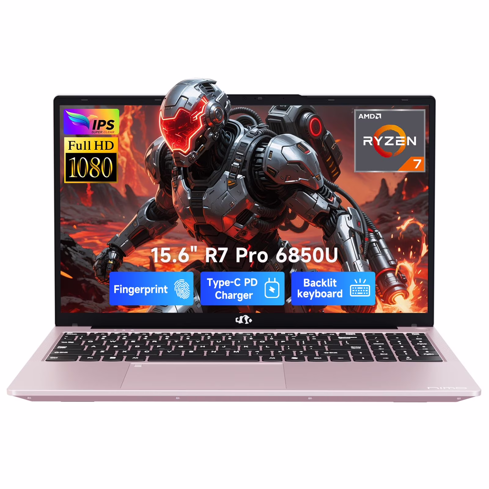 15.6" Light-Gaming-Laptop, 8 Cores AMD Ryzen 7 Pro 6850U 16GB LPDDR5 RAM 1TB SSD (Beat i7-1360P Up to 4.7GHz) AMD Radeon 680M GPU IPS FHD Computer with 100W Type-C Backlit Keyboard Fingerprint