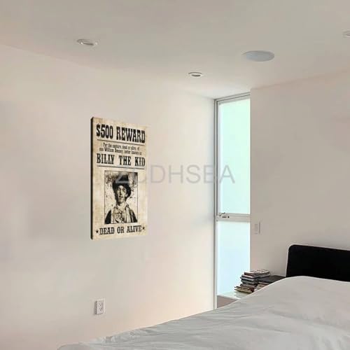 ZCDHSBA Retro Poster Old West Gunslinger Billy The Kid Poster Wanted Poster (1) Home Living Room Bedroom Decoration Gift Printing Art Poster Frame-style 12x18inch(30x45cm)