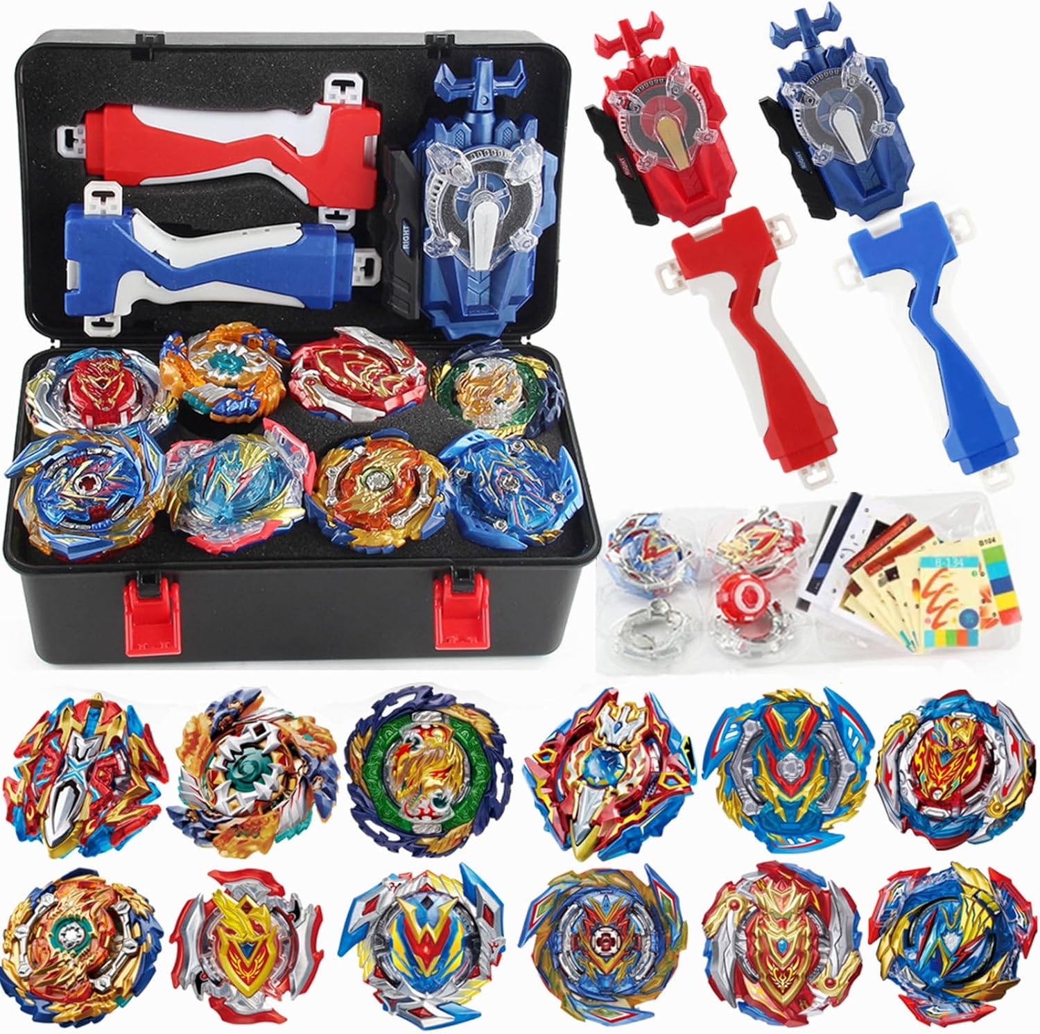 12 Piece bey Battling Burst Gyros Tops 2 Sparking Launcher with 1 Portable Storage Box Set Burst quadrive pro Series Set for Kids Children Christmas Idea Gift.
