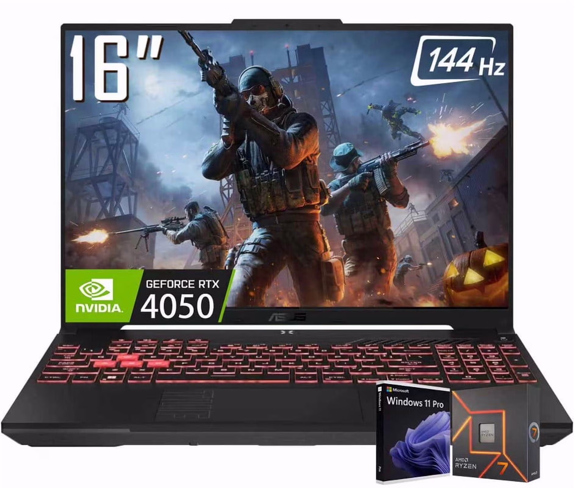 ASUS TUF A16 Gaming Laptop, 16" 1920 x 1200 FHD+ 144Hz IPS LCD Display, AMD Ryzen 7 7445HS, GeForce RTX 4050 6GB GDDR6, RGB Backlit KB, WiFi 6, Win11 Pro(32GB DDR5 | 1TB SSD)