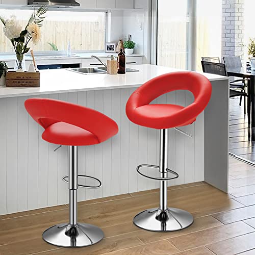 MoNiBloom Modern Bar Stools Set of PU Leather Modern Upholstered Counter Barstools with Hollow Back and Arms for Entertainment Rooms Cafes Chair, Balck