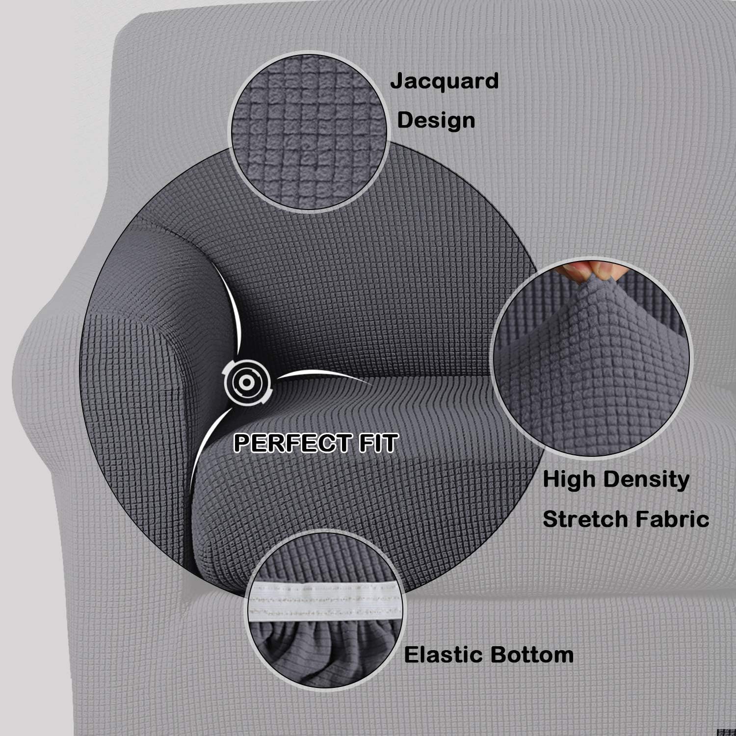 Turquoize Couch Slipcover with Separate Cushion Cover Bundle Loveseat Slipcover & Sofa Covers/Furniture Protector Gray