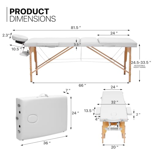 MoNiBloom Massage Table 3 Fold Portable Massage Table 82