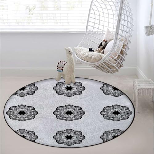 Multi Office Chair Mat Hardwood Floor Computer Desk Mat Anti-Slip Gaming Chair Mat Round Floor Mat Durable Floor Protector Vertical Striped with Various Star Figures Diameter 47.2 in