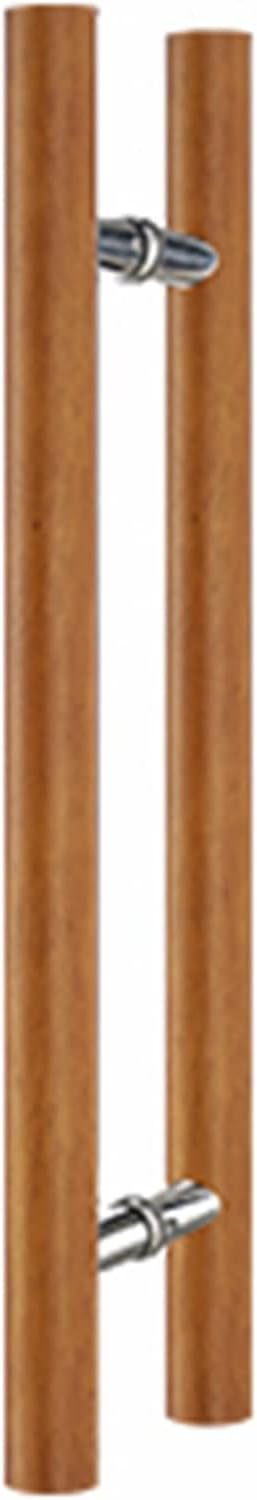 59/47/39.3/31.5/23.6/15.7 in Long Sliding Barn Door Handle Wooden,Push Pull Door Handle for Entry Interior & Exterior Glass Gates,Double Sided H Shape Round Bar (Color : Brown,Size