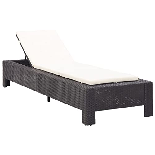 Sunbed with Cushion Black Poly Rattan, for various outdoor settings, including poolside, balconies, patios, and campsites, maximizing relaxation during vacations and leisure. Outdoor Furniture, Outdoo