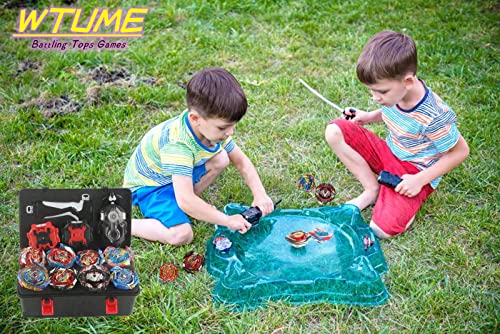 10 Piece bey Battling Gyros Tops, 3 Two-Way Launchers, Zest Achilles Valkyrie with Portable Box pro Series Set for Kids Boys Children Birthday Party Gift Idea.