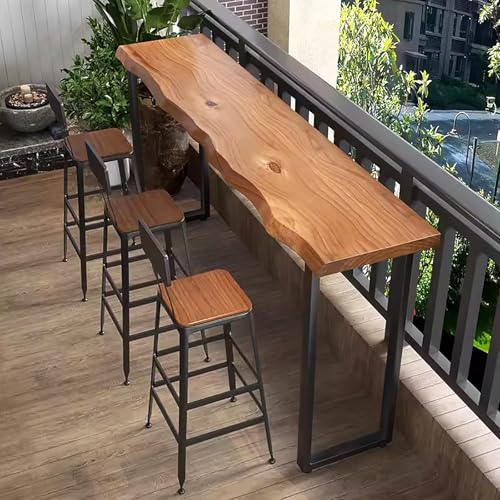 Solid Wood Bar Table Modern Pub Table Rectangle Bar Counter Table Solid Wood Bar Height Table Sofa Bar Table For Small Space Kitchen Bar Dining Table-Table Only(78.7“L x 15.7“W x 41.3“H, Brown)