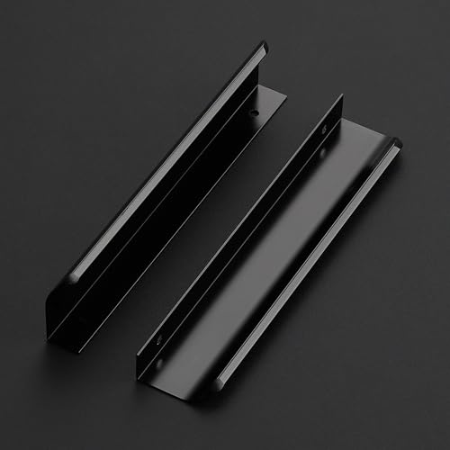 Ravinte 3 Pack Finger Pulls for Cabinets 128mm/5in Hole Center Tab Cabinet Handle Matte Black Finger Edge Pulls Concealed Handles for Kitchen Drawer Finger Cabinet Pulls 150mm/5.91in Length